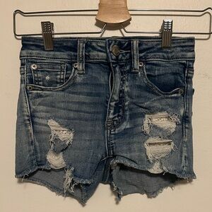American Eagle Blue Distressed Jean Shorts